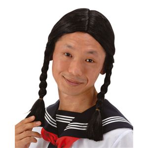 【パーティーグッズ】みつあみかつら・黒