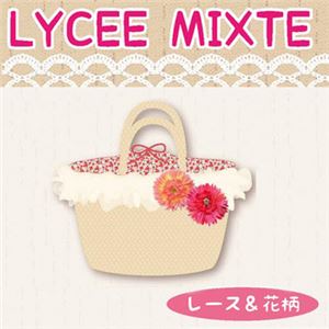 雑材バッグ レース＆花柄 ピンク