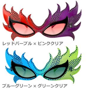 elopeおもしろメガネ Feather Mask レッドパープル×ピンククリア