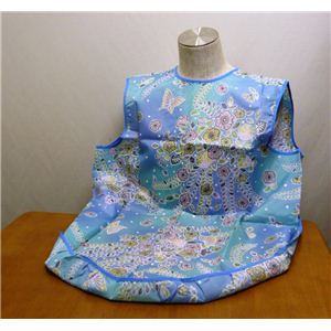 【快適介護用品】食事用エプロン　ソフラピレンエプロン　辻が花No.2　ブルー