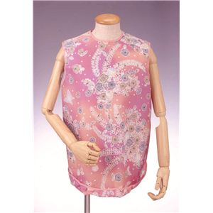 【快適介護用品】食事用エプロン　ソフラピレンエプロン　辻が花No.2　オレンジ