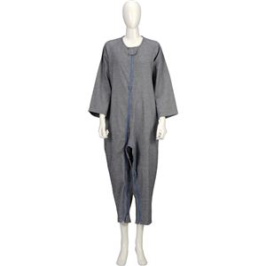 【快適介護用品】ソフトケアねまき（介護ねまき）両開きファスナー厚手　紺　M