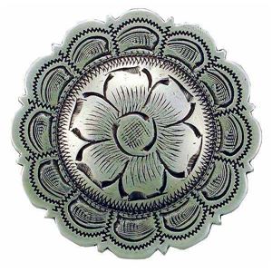 コンチョ 花柄模様 扇形縁取り [1-1／4インチ]