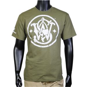 S&W（スミス＆ウエッソン） 半袖Tシャツ ディストレッスド エンブレム [グリーン / Mサイズ][13sws004grm]B01F08G