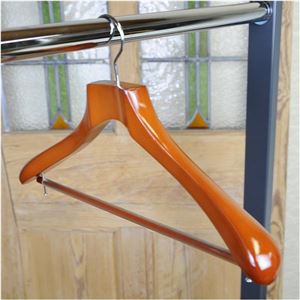 木製ジャケットハンガー ズボン掛け ブラウン 45cm[rev48777]E03J02B