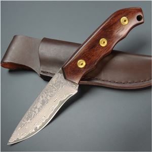 アウトドアナイフ ダマスカス鋼 ベルトシース付き[rev50299]E01H02A