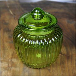 ガラスジャー ストライプ [グリーン / Mサイズ][sdpiu05]E02F01A