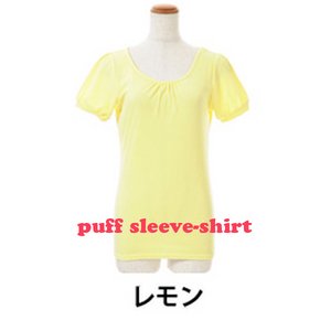 全8色★パフスリーブTシャツ/レモンLサイズ