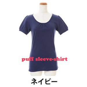 全8色★パフスリーブTシャツ/ネイビーLサイズ