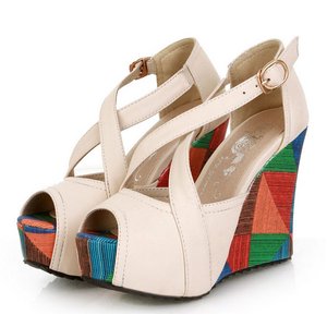 ウエッジソール・ミュール/杏38サイズ