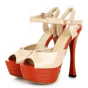 厚底ストーム・エナメルハイヒールミュール/杏36サイズ