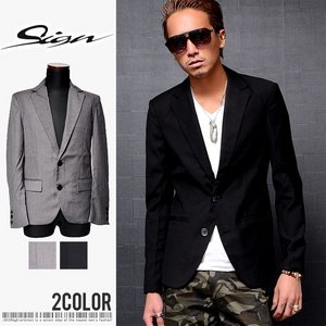 フォーマル過ぎない万能JKT♪【Sign サイン】オリジナルノッチドラペル2Bテーラードジャケット/グレイSサイズ