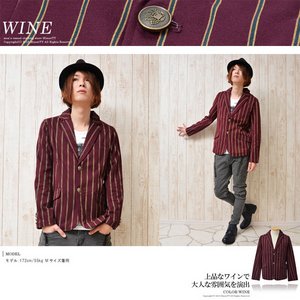 2013春夏SALE★【BENO】ブリティッシュストライプ2Bテーラードジャケット/ポンチ/英国/ワインLサイズ