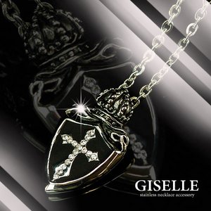 ジュエリーステンレス製★CrownShield-Cross★ユニセックスネックレク
