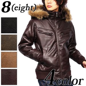 ファー付き中綿ブルゾン/ワインMサイズ 