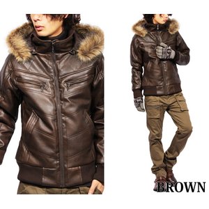 ファー付き中綿ブルゾン/キャメルMサイズ 