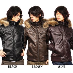 ファー付き中綿ブルゾン/ブラウンXLサイズ 