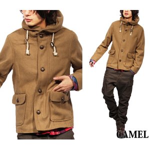 ウールメルトン生地ショートフード/レッドMサイズ 