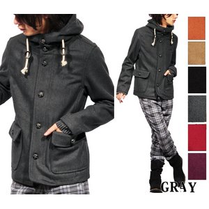 ウールメルトン生地ショートフード/グレーLサイズ 