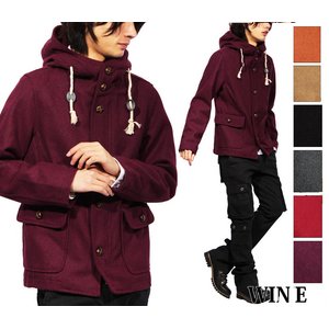 ウールメルトン生地ショートフード/ワインMサイズ 