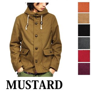 ウールメルトン生地ショートフード/マスタードLサイズ 
