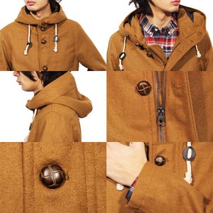 ウールメルトン生地ショートフード/ネイビーLサイズ 