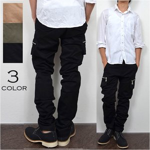  ZIP付きスキニーカーゴパンツ/ブラックMサイズ 