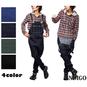  デニム/スキニー/タイプ/オーバーオール/インディゴLサイズ 