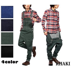  デニム/スキニー/タイプ/オーバーオール/カーキMサイズ 