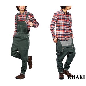  デニム/スキニー/タイプ/オーバーオール/カーキMサイズ 