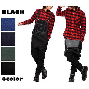  デニム/スキニー/タイプ/オーバーオール/ブラックMサイズ 