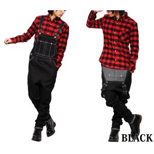  デニム/スキニー/タイプ/オーバーオール/ブラックMサイズ 