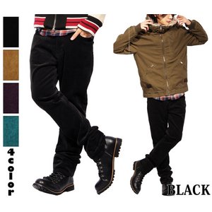  細身コットンコーデュロイスキニ-パンツ/ブラックLサイズ 