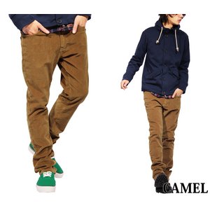  細身コットンコーデュロイスキニ-パンツ/キャメルMサイズ 