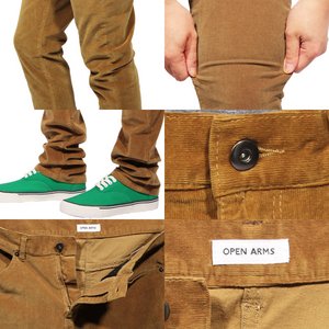  細身コットンコーデュロイスキニ-パンツ/ブルーグリーンLサイズ 