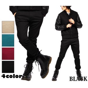  細身ワークコットンカラースキニーチノパン/ブラックXLサイズ 