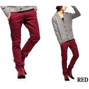  細身ワークコットンカラースキニーチノパン/ブラックXLサイズ 