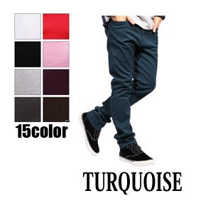 パステル/カラー/スキニー/パンツ/チノパン/ターコイズMサイズ
