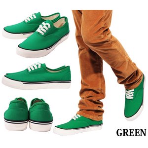 ベーシック/ローカット/カラフル/ビビットカラー/キャンバス/スニーカー/グリーン25.5
