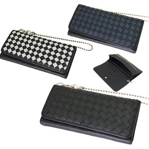 二つ折り編み込みウォレット/ブラック