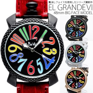 48mmマットトップリューズ式ビッグフェイス腕時計【BOX・保証書付き】/ホワイト