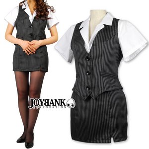 《大きいサイズ》グレーストライプのOL服コスチューム★オフィスレディ/3L