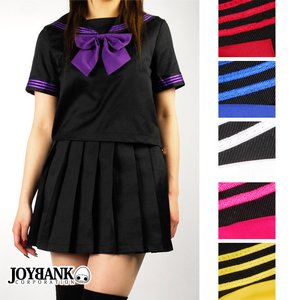 ビビットリボンのブラックセーラー服 6color/ブルーLサイズ