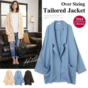 ◆philter★プレッピーStyle♪メンズlike[M/Lあり]BIGテーラードジャケット/ブラックLサイズ