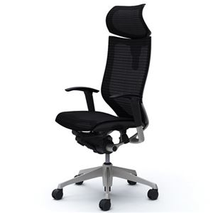 バロン （Baron） チェア 【エクストラハイバック】 可動ヘッドレスト シルバ-フレーム 可動肘 座メッシュ ブラック CP81CR FDH1