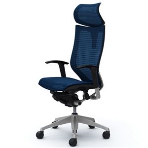 バロン （Baron） チェア 【エクストラハイバック】 可動ヘッドレスト シルバ-フレーム 可動肘 座メッシュ ミディアムブル- CP81CR FEH4