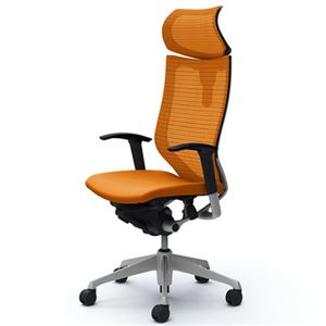 バロン （Baron） チェア 【エクストラハイバック】 可動ヘッドレスト シルバ-フレーム 可動肘 座クッション オレンジ CP81DR FDF8