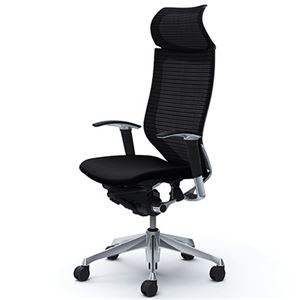 バロン （Baron） チェア 【エクストラハイバック】 固定ヘッドレスト ポリッシュフレーム 可動肘 座クッション ブラック CP87BR FDF1