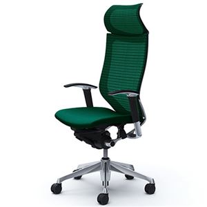 バロン （Baron） チェア 【エクストラハイバック】 固定ヘッドレスト ポリッシュフレーム 可動肘 座クッション ダークグリ-ン CP87BR FEF5