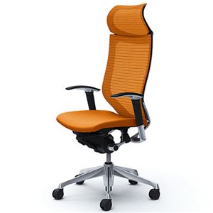 バロン （Baron） チェア 【エクストラハイバック】 固定ヘッドレスト ポリッシュフレーム 可動肘 座クッション オレンジ CP87BR FDF8